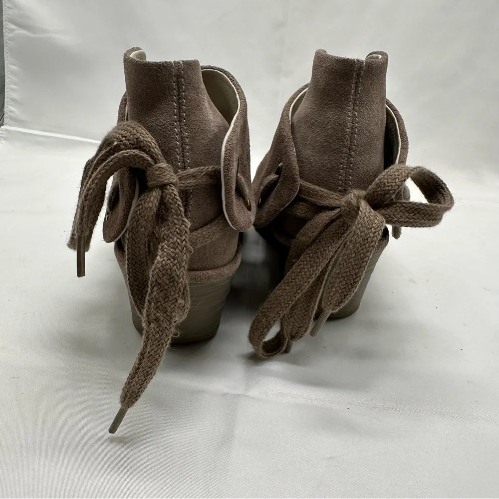 Fly London Yama Wedge Ankle Boots Women's 37 / 6.5 Brown Suede Lace Up Platform